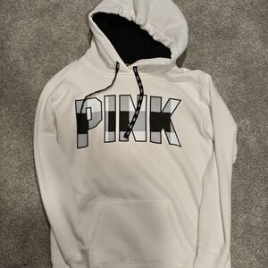 PINK Victoria's Secret White Hoodie with Black Details